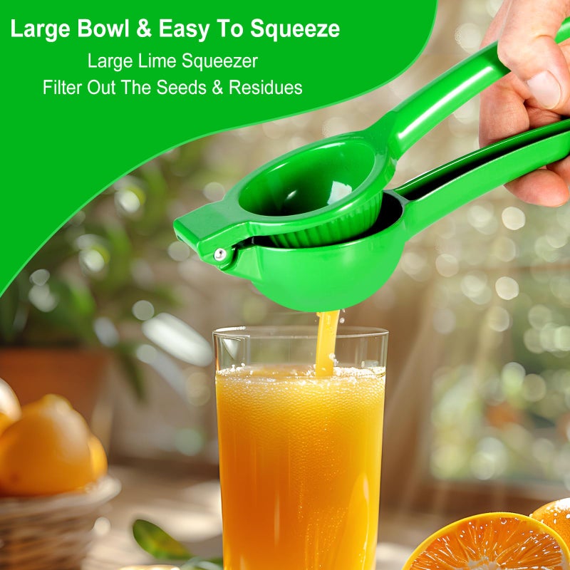TEZZ Lemon Squeezer, Premium Large Handhelp Lime Juicer for Lemon, Metal Hand Press Citrus Juicer, Lime Squeezer Bar Tool, Manual Citrus Press, Green - Image 2